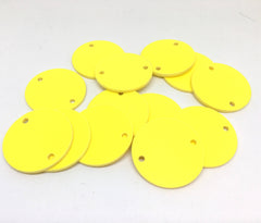 Yellow Discs, 2 Hole Acrylic Disc - BLANK 30mm 1.25" Across 2 Holes Bangle Making, Necklace Keychain, Jewelry Making, acrylic blanks yellow