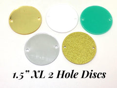 Silver Mirror Acrylic Blanks, 2 Hole Acrylic Disc, 1.5" Across, 38mm, 2 Holes for Bangle Making, Necklace or Keychain, Jewelry Making tassel