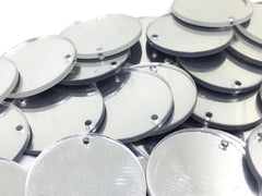 Silver Mirror Acrylic Blanks, 2 Hole Acrylic Disc, 1.5" Across, 38mm, 2 Holes for Bangle Making, Necklace or Keychain, Jewelry Making tassel