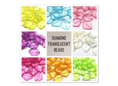 Multi-Color Diamond Translucent Collection, 31mm Beads, big acrylic beads, bracelet necklace earrings, jewelry making, acrylic bangle beads