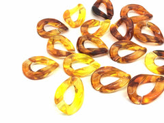 Tortoise Shell LINKING chain jewelry, chunky necklace or bracelet, lucite resin chain links, acetate jewelry making, plastic connector beads