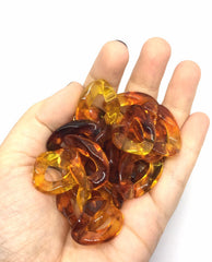 Tortoise Shell LINKING chain jewelry, chunky necklace or bracelet, lucite resin chain links, acetate jewelry making, plastic connector beads