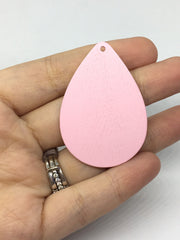 Blush 48mm teardrop pendant earrings with 1 hole, teardrop pendant necklace, wood blanks, earrings, painted earrings, boho pink jewelry