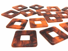 Brown Black Tortoise Shell Acrylic Blanks Cutout, square blanks, earring bead jewelry making, 30mm pierced earring 1 hole earring blanks