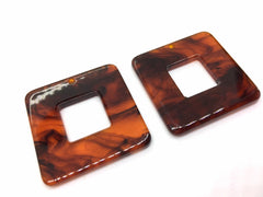 Brown Black Tortoise Shell Acrylic Blanks Cutout, square blanks, earring bead jewelry making, 30mm pierced earring 1 hole earring blanks
