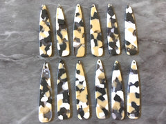Tan Black White Resin SPECKLED Tortoise Shell Beads, geometric shape acrylic 56mm Long Earring or Necklace pendant bead 1 one hole