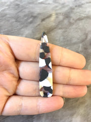 Tan Black White Resin SPECKLED Tortoise Shell Beads, geometric shape acrylic 56mm Long Earring or Necklace pendant bead 1 one hole