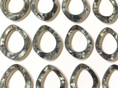 Gray Mosaic Rubber Blanks Cutout, earring pendant jewelry making, 40mm 1 Hole earring blanks, teardrop gray jewelry blanks