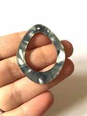 Gray Mosaic Rubber Blanks Cutout, earring pendant jewelry making, 40mm 1 Hole earring blanks, teardrop gray jewelry blanks