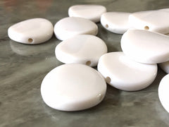 White thick & flat beads, Bangle Making, Jewelry Making, 24mm Beads, white Jewelry necklace, neutral jewelry, big white beads