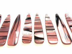 Pink Striped Glitter Tortoise Shell Beads, long skinny acrylic 56mm drop Earring or Necklace pendant bead one hole at top coral gray jewelry