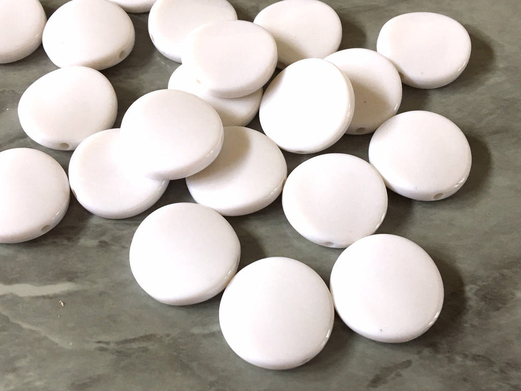 White thick & flat beads, Bangle Making, Jewelry Making, 24mm Beads, white Jewelry necklace, neutral jewelry, big white beads