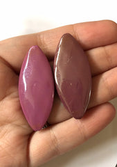 Purple & Metallic Silver Ombre pointed oval beads 43mm beads, large acrylic oval beads, purple jewelry, wire bangle, jewelry