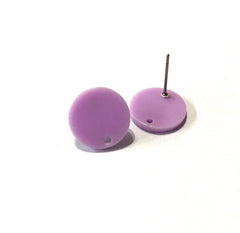 14mm Lavender post earring round blanks, purple round earring, purple stud earring, drop dangle earring making colorful jewelry blanks