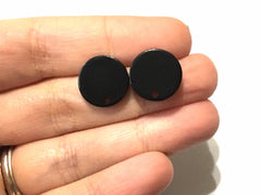 14mm black post earring round blanks, black round earring, black stud earring, drop dangle earring making colorful jewelry blanks
