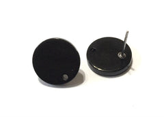 14mm black post earring round blanks, black round earring, black stud earring, drop dangle earring making colorful jewelry blanks