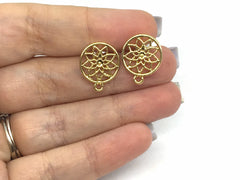 16mm Mandala Gold post earring circle blanks, gold earring, gold stud earring, gold jewelry, gold dangle earring making round