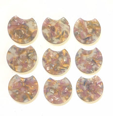 White Pastel Watercolor Resin Beads, circle cutout acrylic 36mm Earring Necklace pendant bead, one hole at top, silver jewelry acrylic DIY