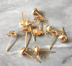 7mm Round Gold post earring circle blanks, gold round earring, gold stud earring, gold jewelry, gold dangle earring making hoops