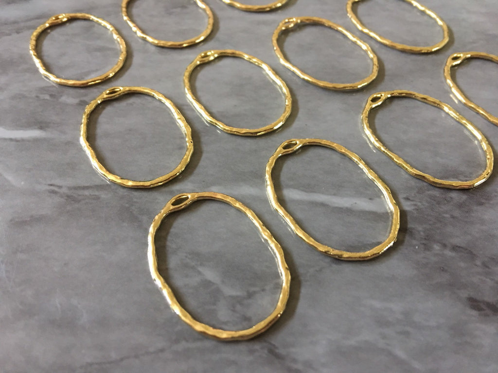 Gold Oval Earring Hoops, 31mm Necklaces Earrings focal point, gold hardware, gold diy earring wires gold statement boho geometric jewelry