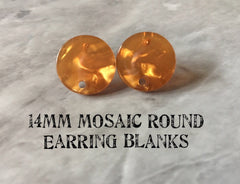 14mm GOLD acrylic post earring round blanks, brown round earring, stud earring, drop dangle earring making colorful jewelry blanks circle