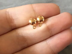 7mm Round Gold post earring circle blanks, gold round earring, gold stud earring, gold jewelry, gold dangle earring making hoops