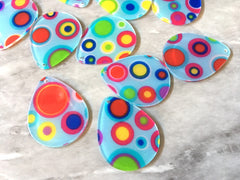 Blue POLKA DOT & Clear resin Acrylic Blanks Cutout, earring pendant jewelry making, 40mm 1 Hole earring blanks round circle