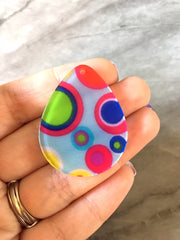 Blue POLKA DOT & Clear resin Acrylic Blanks Cutout, earring pendant jewelry making, 40mm 1 Hole earring blanks round circle