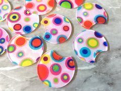 Blush Pink & Polka Dot Beads, circle cutout acrylic 36mm Earring Necklace pendant boho, one hole top colorful acrylic DIY jewelry round