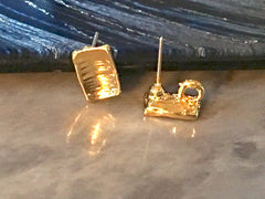 10mm Brushed Gold post earring rectangle blanks, gold square earring, gold stud earring, gold jewelry, gold dangle earring making