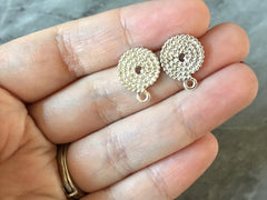 17mm SILVER woven post earring circle blanks, silver drop earring, silver stud earring, silver jewelry, silver dangle DIY earring makin