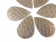 Silver Gold Vegan Leather Blanks Cutout, earring bead jewelry making, 57mm teardrop jewelry, neutral pendant layering earrings fabric