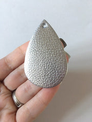Gold & Silver Vegan Leather Blanks Cutout, earring bead jewelry making, 57mm teardrop jewelry, metallic pendant layering drop fabric