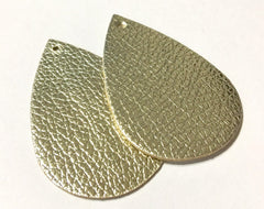 Gold & Silver Vegan Leather Blanks Cutout, earring bead jewelry making, 57mm teardrop jewelry, metallic pendant layering drop fabric