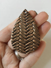 Colorful Herringbone Vegan Leather Blanks Cutout, earring bead jewelry making, 57mm teardrop jewelry, metallic pendant layering drop fabric