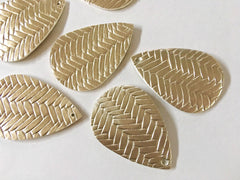 Gold chevron Vegan Leather Blanks Cutout, earring bead jewelry making 57mm teardrop jewelry metallic pendant layering drop fabric