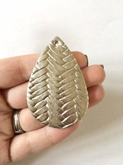 Gold chevron Vegan Leather Blanks Cutout, earring bead jewelry making 57mm teardrop jewelry metallic pendant layering drop fabric
