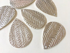 Silver chevron Vegan Leather Blanks Cutout, earring bead jewelry making 57mm teardrop jewelry metallic pendant layering drop fabric
