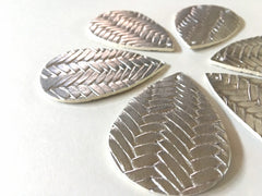 Silver chevron Vegan Leather Blanks Cutout, earring bead jewelry making 57mm teardrop jewelry metallic pendant layering drop fabric