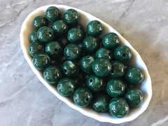 Forest Green 14mm round beads, gumball beads, bubblegum beads, chunky beads necklace jewelry, chunky necklace circle girls