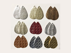 Silver Gold Vegan Leather Blanks Cutout, earring bead jewelry making, 57mm teardrop jewelry, neutral pendant layering earrings fabric
