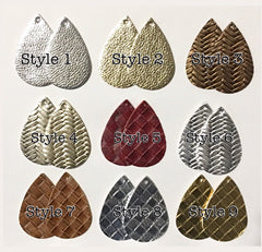 Silver Gold Vegan Leather Blanks Cutout, earring bead jewelry making, 57mm teardrop jewelry, neutral pendant layering earrings fabric