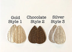 Colorful Herringbone Vegan Leather Blanks Cutout, earring bead jewelry making, 57mm teardrop jewelry, metallic pendant layering drop fabric