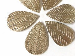 Gold chevron Vegan Leather Blanks Cutout, earring bead jewelry making 57mm teardrop jewelry metallic pendant layering drop fabric