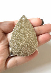 Gold woven Vegan Leather Blanks Cutout, earring bead jewelry making 57mm teardrop jewelry metallic pendant layering drop fabric