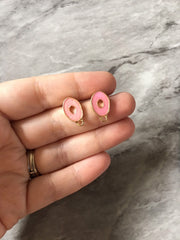 Pink glitter resin 17mm oval post earring blanks, gold earring, gold stud earring, gold jewelry, gold dangle earring making metallic