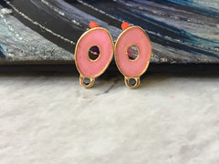Pink glitter resin 17mm oval post earring blanks, gold earring, gold stud earring, gold jewelry, gold dangle earring making metallic