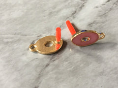 Pink glitter resin 17mm oval post earring blanks, gold earring, gold stud earring, gold jewelry, gold dangle earring making metallic