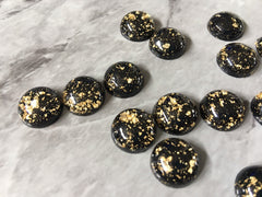 GALAXY Black + Gold Foil Resin 12mm Druzy Cabochons, jewelry making kit earring set, diy jewelry, druzy studs, Druzy stud earrings black