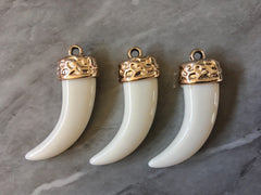 Cream Elephant Tusk Pendant, long horn pendant, elephant pendant, copper pendant, long pendant off white necklace jewelry thin chain